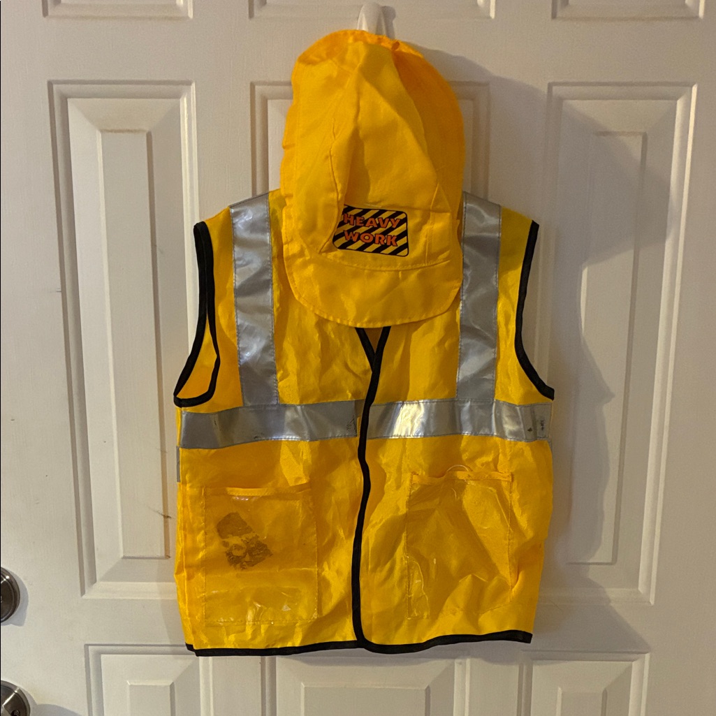Yellow Kids Safety Vest With Hard Hat